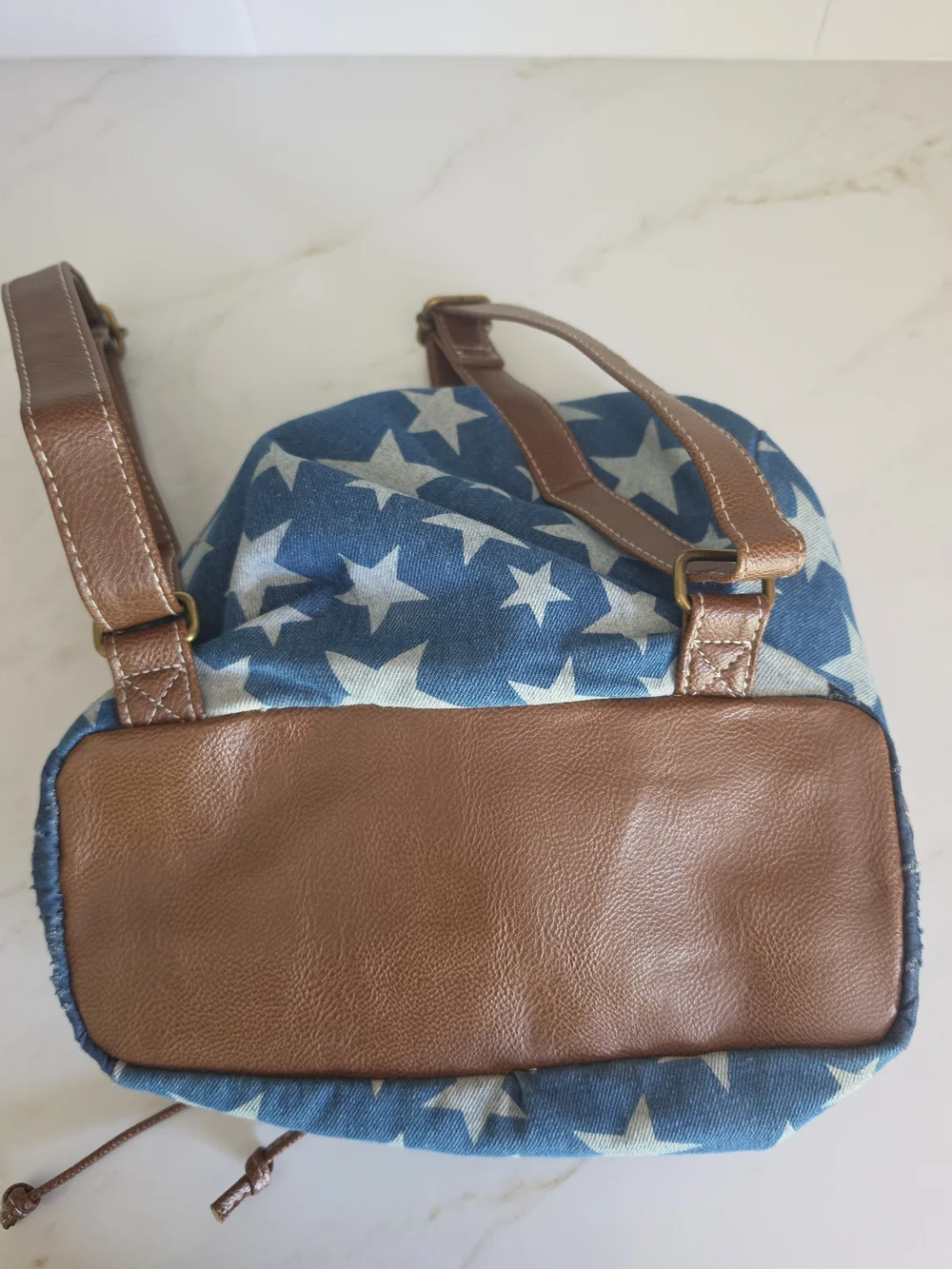 Vintage Unionbay Americana Flag Canvas Backpack Mini Rucksack Tassel Stars